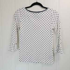 Lauren Ralph Lauren 3/4 Bell Sleeve, Polka Dot Top, Size Medium, Black White